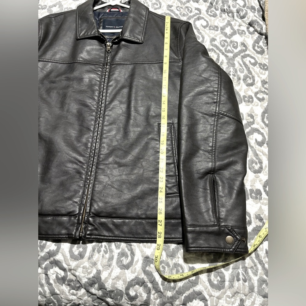 Tommy Hilfiger Black Leather Bomber Jacket - Picture 7 of 8